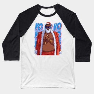 Black Santa Claus Gangster Christmas Baseball T-Shirt